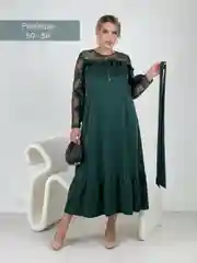 Тёмно-зелёный платье женское вечернее, большие размеры