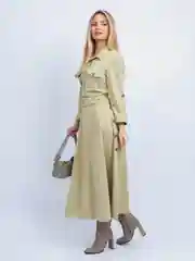 Хаки платье с поясом микровельвет