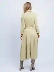 Хаки платье с поясом микровельвет