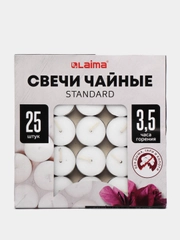 Свечи чайные Laima, 609196 подарочный набор 25 штук, до 3,5 часов горения