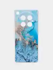 Голубой чехол на Infinix Zero 40 4G / Инфиникс Зеро 40 4G прозрачный, с принтом, защита камеры