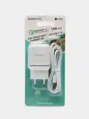 Белый зарядное устройство Borofone BA36A с кабелем Type-C, быстрая зарядка 3.0, 18W