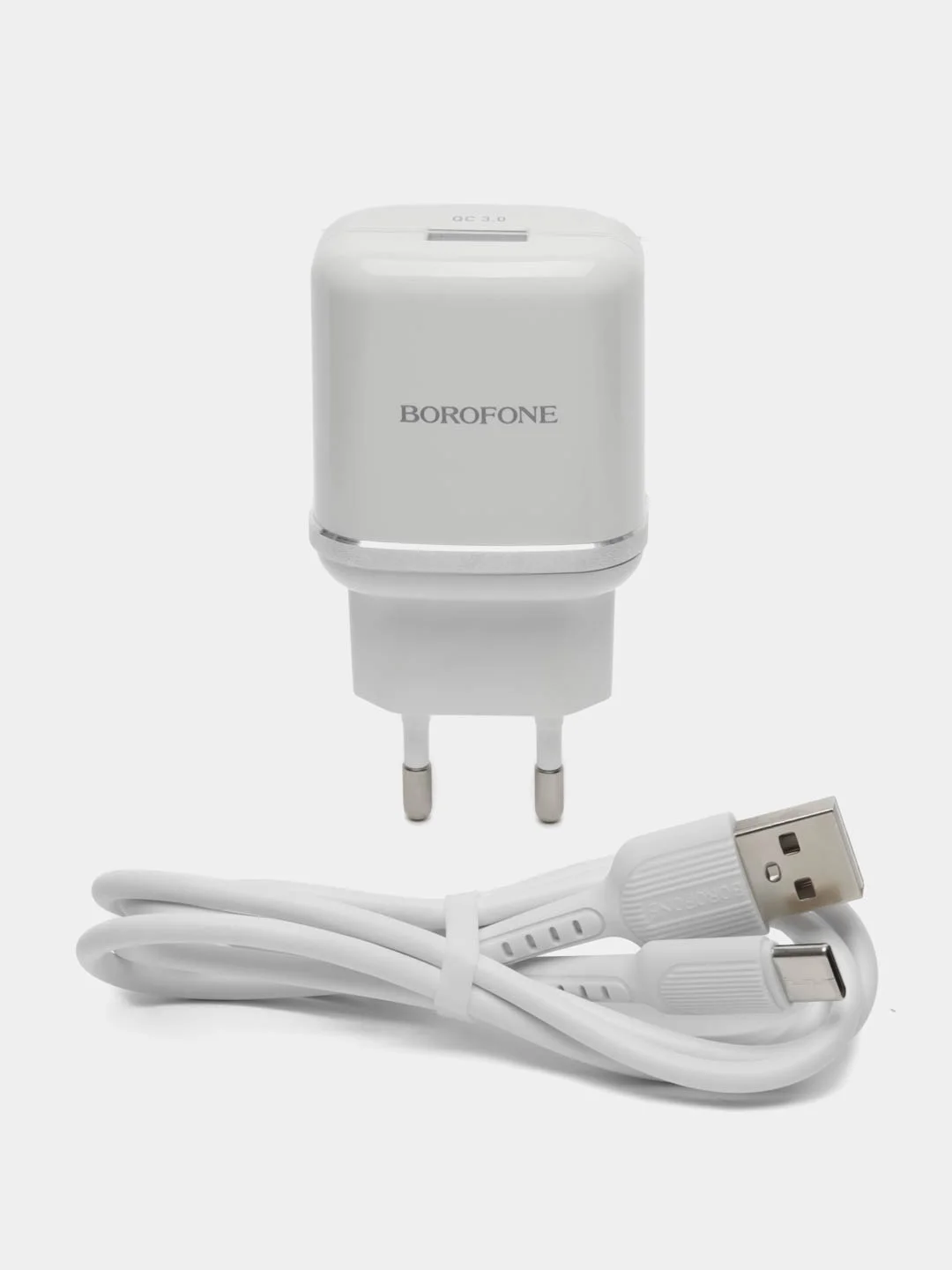 Белый зарядное устройство Borofone BA36A с кабелем Type-C, быстрая зарядка 3.0, 18W