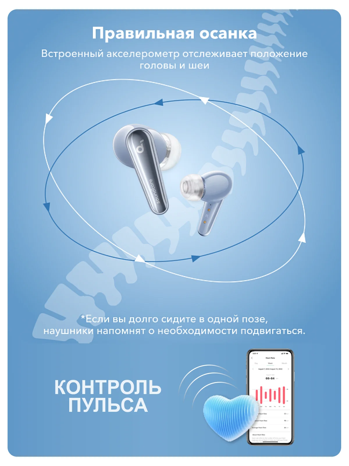Синий беспроводные наушники Anker SoundCore Liberty 4