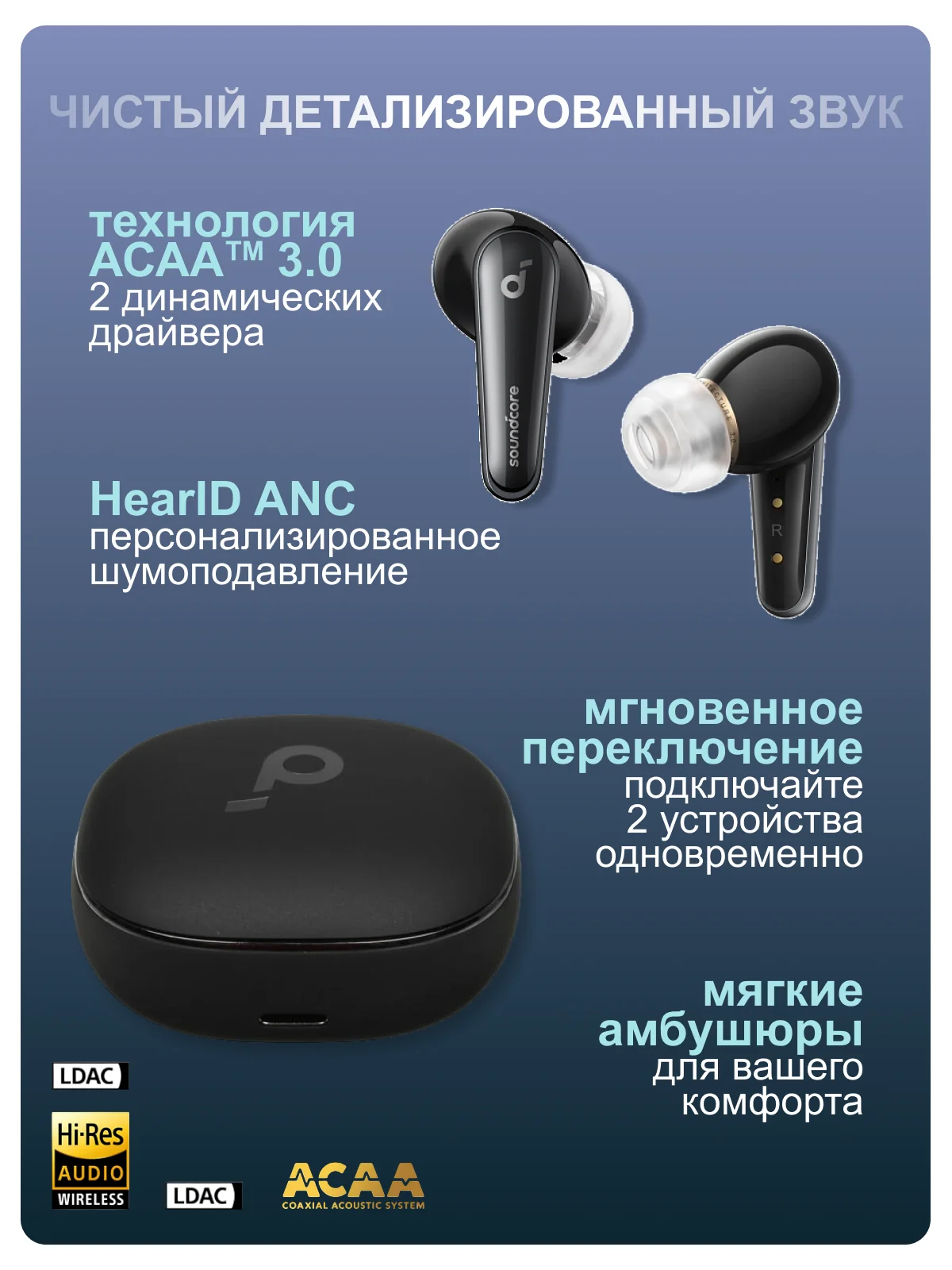 Синий беспроводные наушники Anker SoundCore Liberty 4