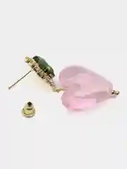 Конфетный серьги новогодние с подвеской синие и розовое сердце из муранского стекла "новый год 2025"