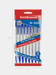 Ручка шариковая ErichKrause R-301 Stick Classic, 1.0 мм, синий, 8 штук