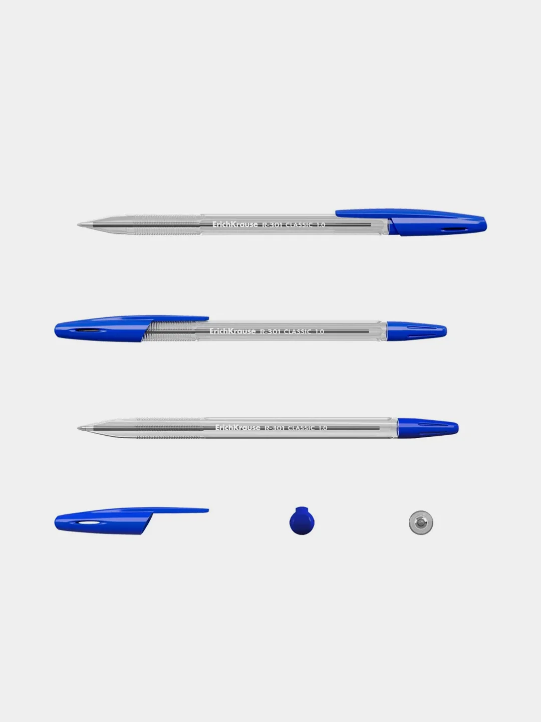 Ручка шариковая ErichKrause R-301 Stick Classic, 1.0 мм, синий, 8 штук