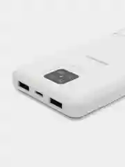 Белый power Bank, повербанк 10000 мАч с индикатором заряда, 2 USB разъема для зарядки