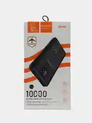 Черный power Bank, повербанк 10000 мАч с индикатором заряда, 2 USB разъема для зарядки