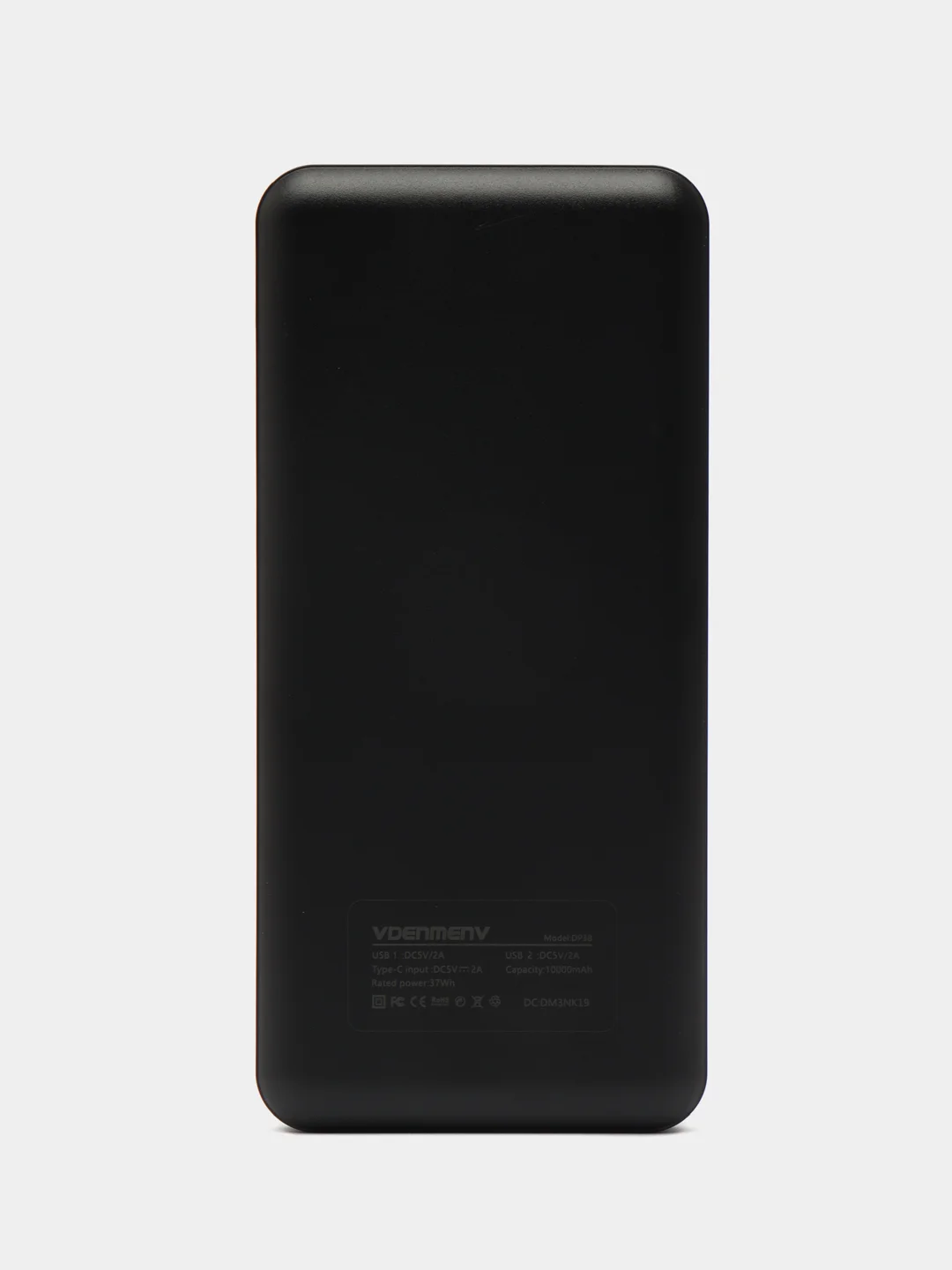 Черный power Bank, повербанк 10000 мАч с индикатором заряда, 2 USB разъема для зарядки