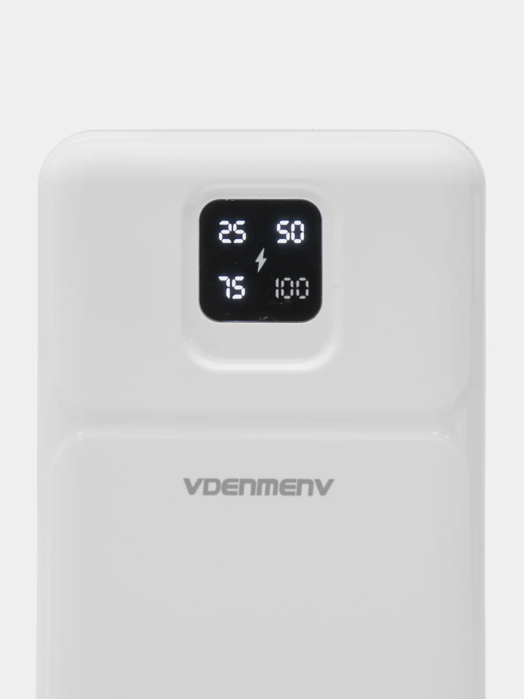 Белый power Bank, повербанк 10000 мАч с индикатором заряда, 2 USB разъема для зарядки