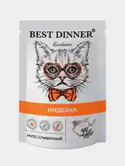 Влажный корм для кошек Best Dinner, Мусс сливочный, Индейка, 85 г, 24 штуки