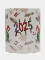 Разноцветный кружка новогодняя Змея. Символ года 2025
