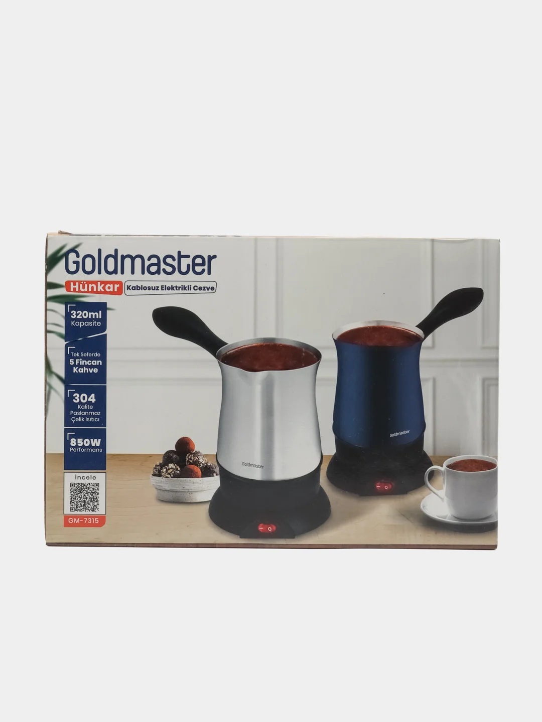 Серый металлик электрический кофейник Goldmaster KRONA Hunkar Red 850W