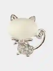 Серебряный брошь с опаловым камнем "Кошка"
