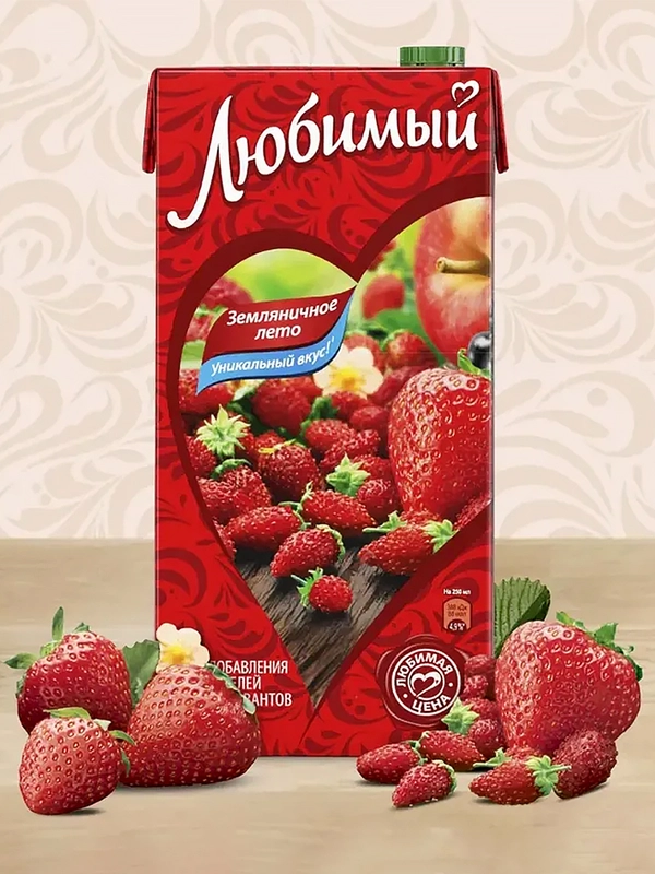 Напиток сокосодержащий Любимый "Земляничное лето", 1,93 л