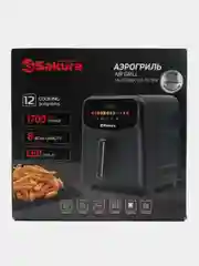 Черный аэрогриль SAKURA SA-7678, 6 л, таймер 90 мин, металл
