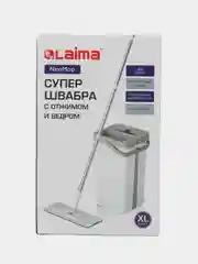 Швабра с отжимом Laima NeoMop XL, 609149, ведро 12 л для мытья пола, 2 насадки, микрофибра