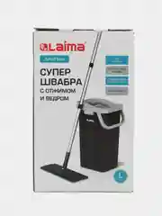 Швабра с отжимом Laima AltaMop L, 609151, ведро 10 л для мытья пола, 2 насадки, микрофибра