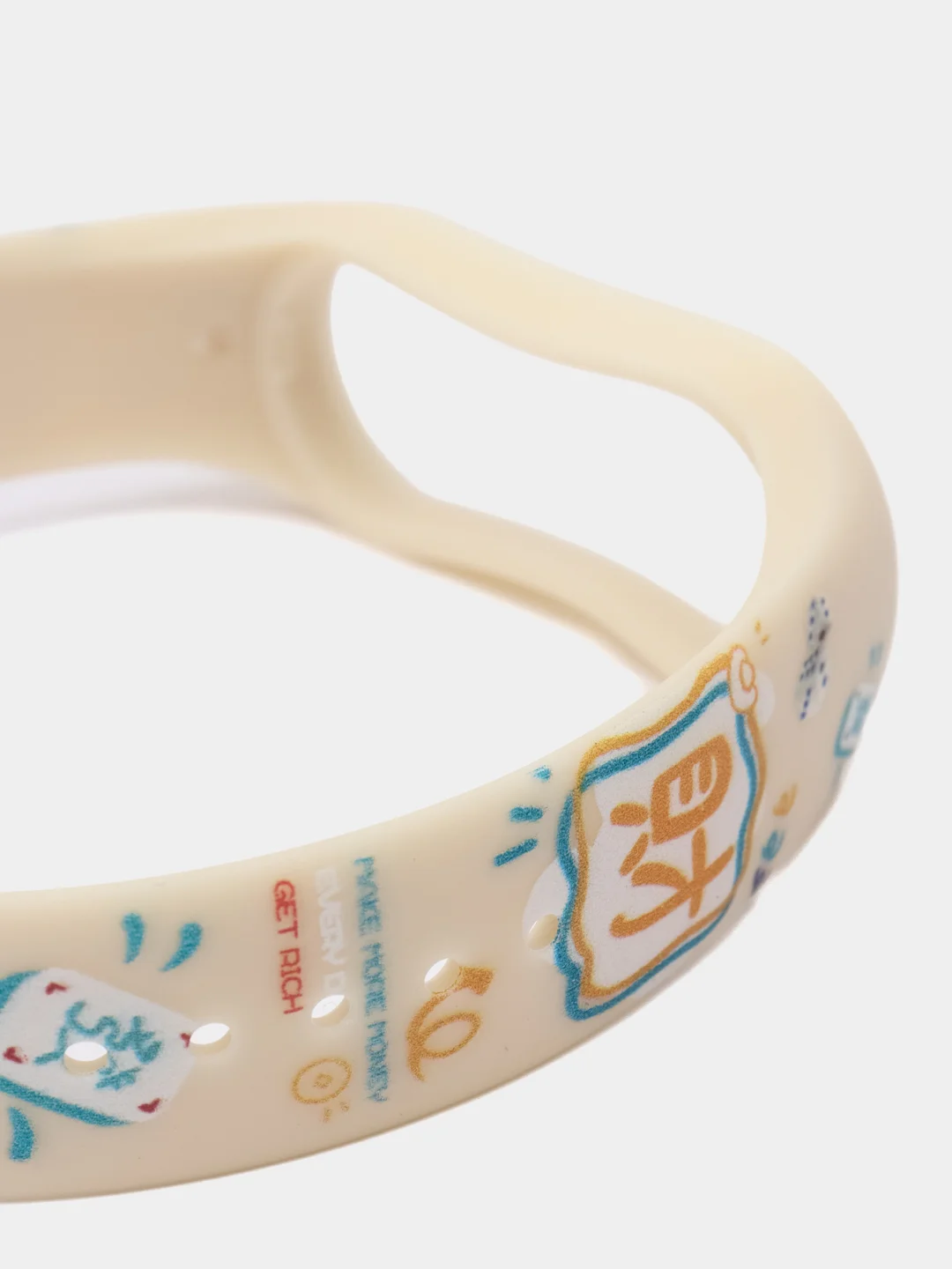 Кремовый ремешок для Xiaomi Mi Band 3/4/5/6/7 с рисунком