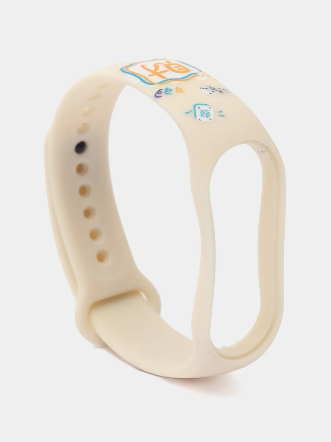 Кремовый ремешок для Xiaomi Mi Band 3/4/5/6/7 с рисунком