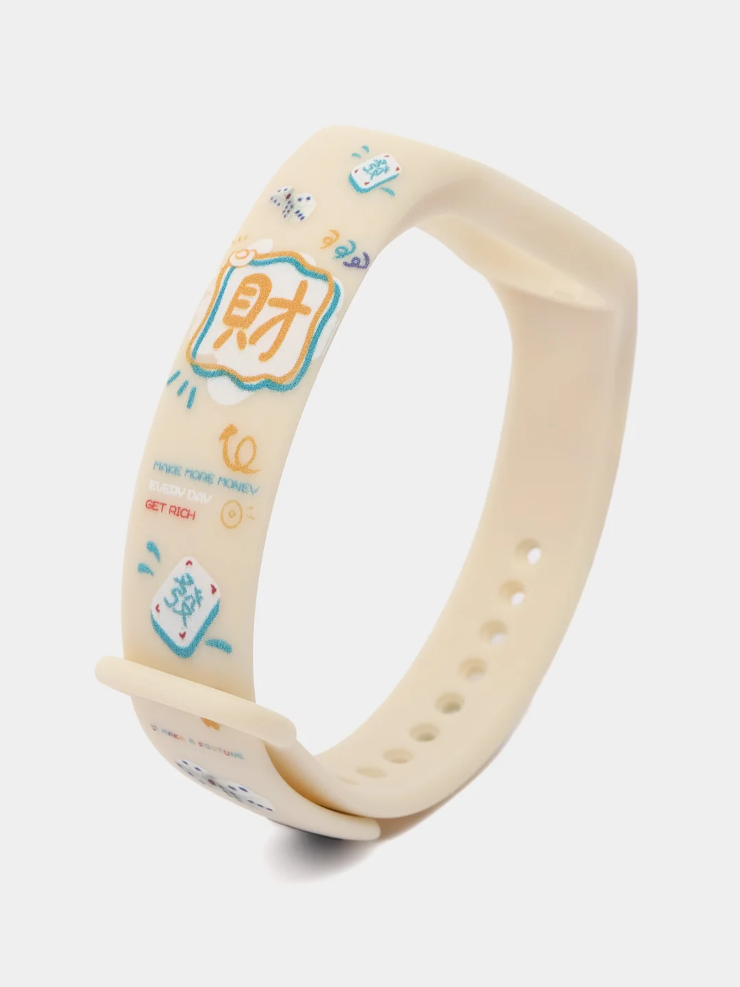 Кремовый ремешок для Xiaomi Mi Band 3/4/5/6/7 с рисунком