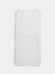 Чехол Xiaomi redmi 9 A прозрачный с кармашком под банковскую карту