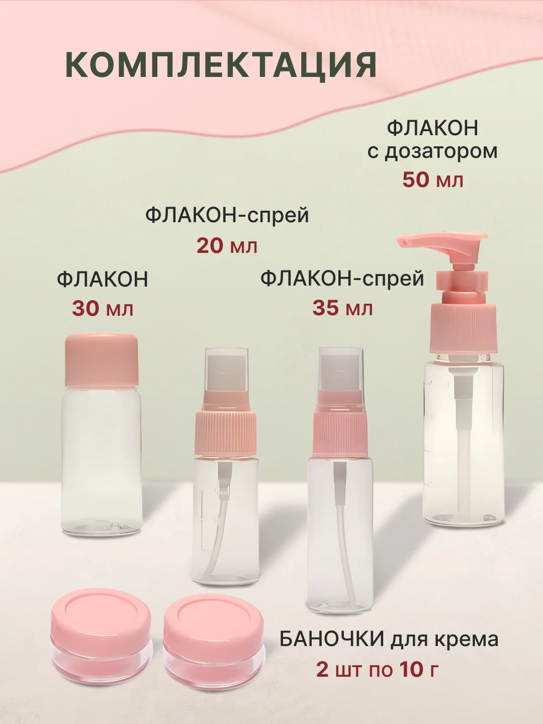 Голубой дорожный набор флаконов и баночек с косметичкой для путешествий