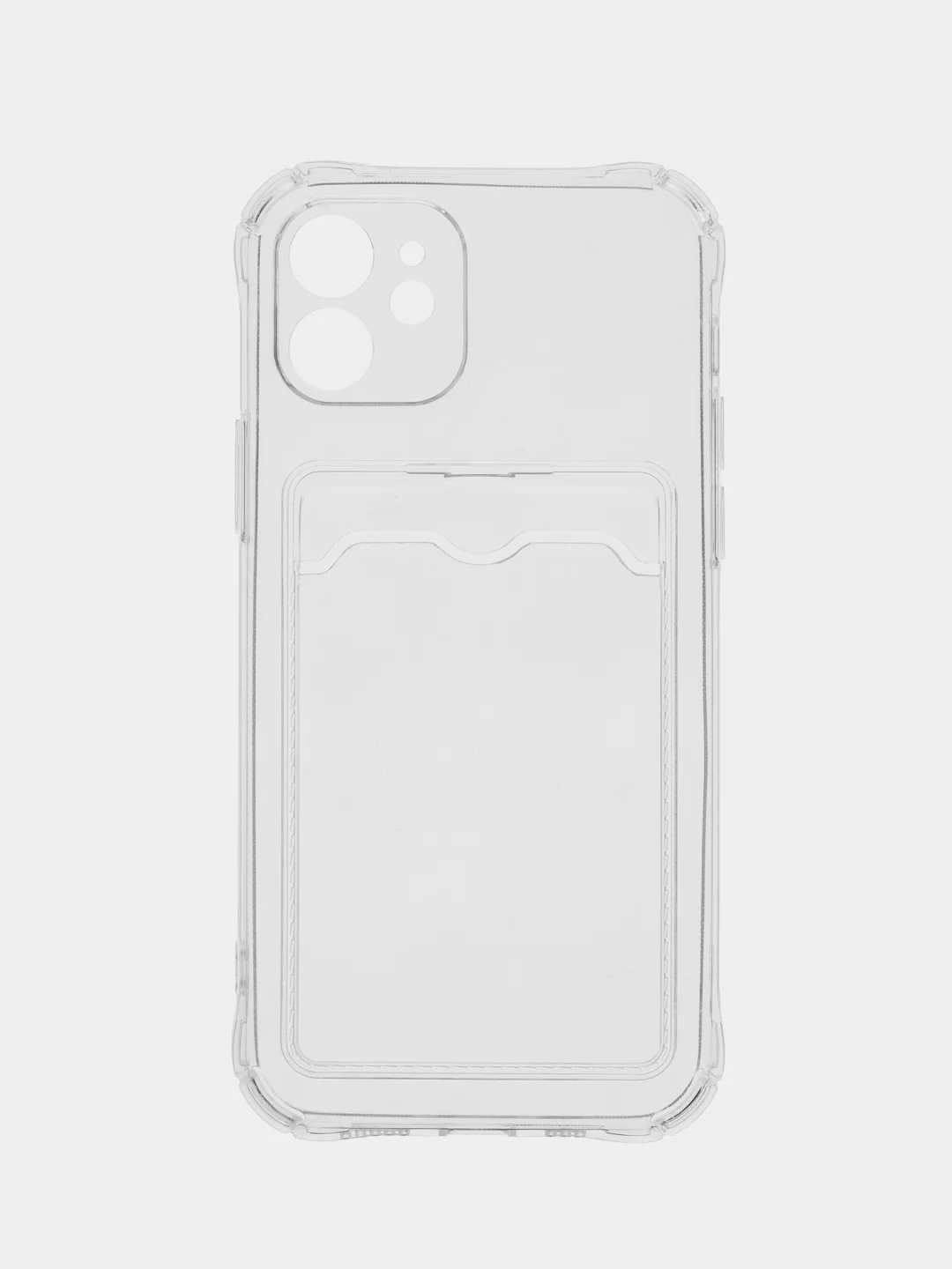 Прозрачный чехол iPhone, Айфон 12, прозрачный, силиконовый, с карманом для карт