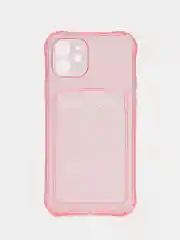 Конфетный чехол iPhone, Айфон 12, прозрачный, силиконовый, с карманом для карт