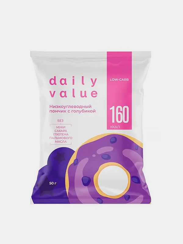 Пончик печеный Daily Value, без муки, без сахара, без глютена, 50г