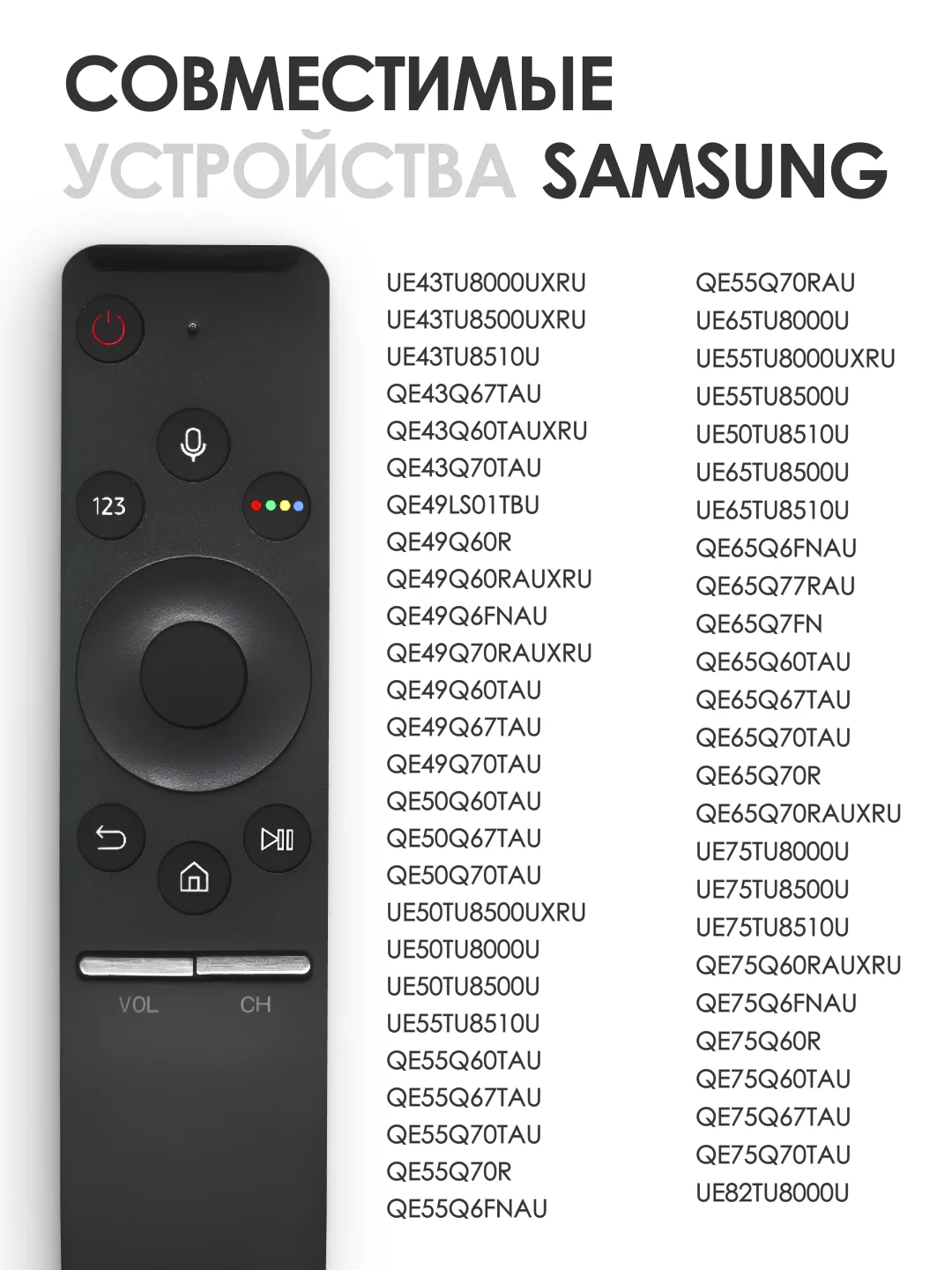Универсальный голосовой пульт ду Samsung Smart TV pduspb для телевизора (Самсунг Смарт ТВ)