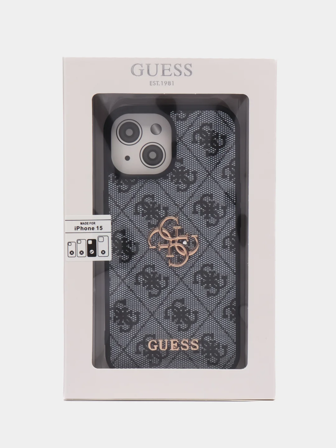 Синий чехол Guess PU leather для iPhone 15 из экокожи, синий