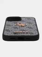 Синий чехол Guess PU leather для iPhone 15 из экокожи, синий