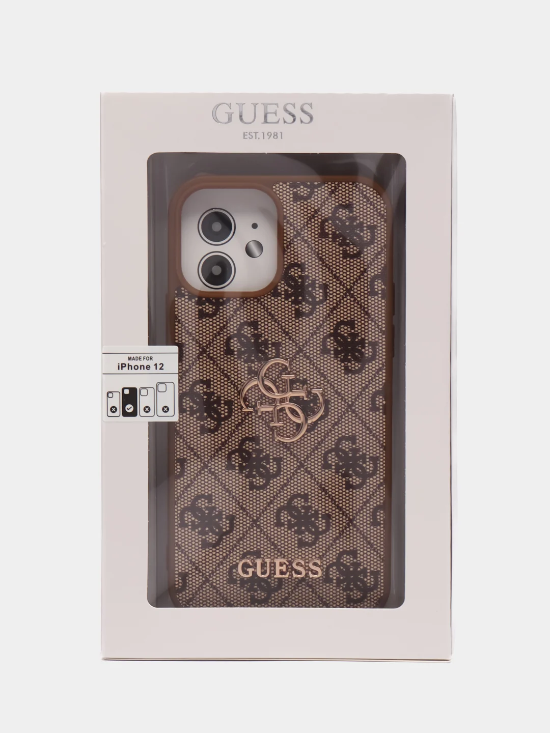 Коричневый чехол Guess PU leather iPhone 12 из экокожи коричневый