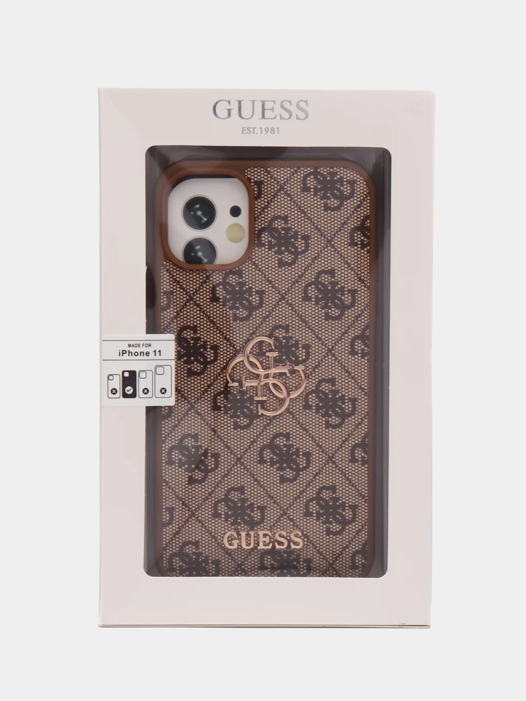 Коричневый чехол Guess PU leather iPhone 11 из экокожи коричневый