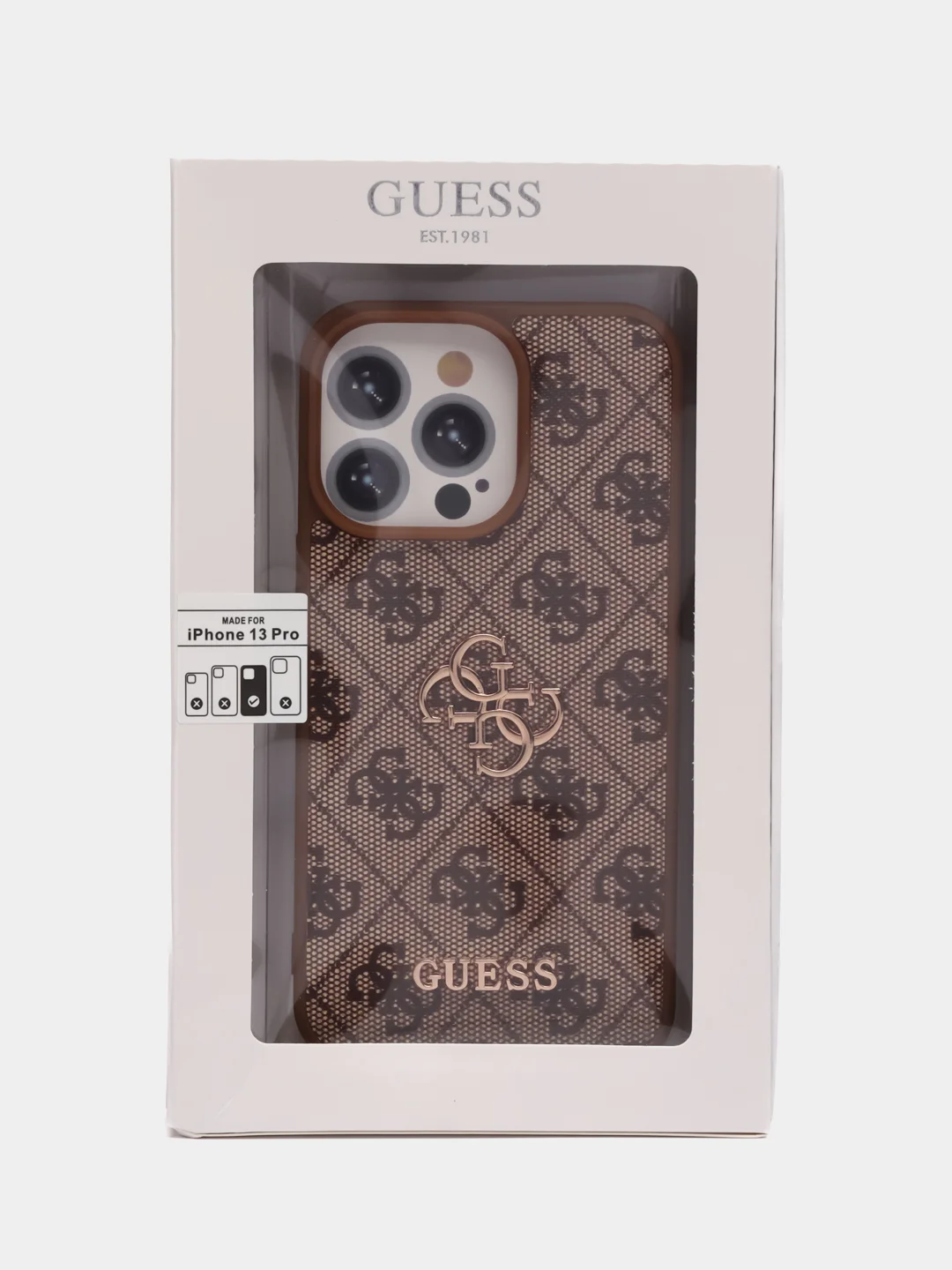 Чехол Guess PU leather для iPhone 13 Pro из экокожи, коричневый