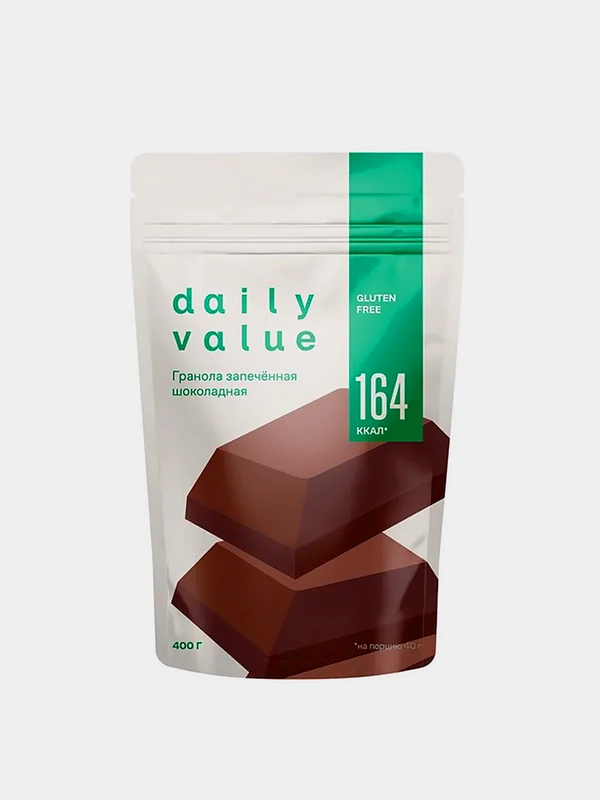 Гранола запечённая Daily Value, шоколадная, без глютена и сахара, 400г