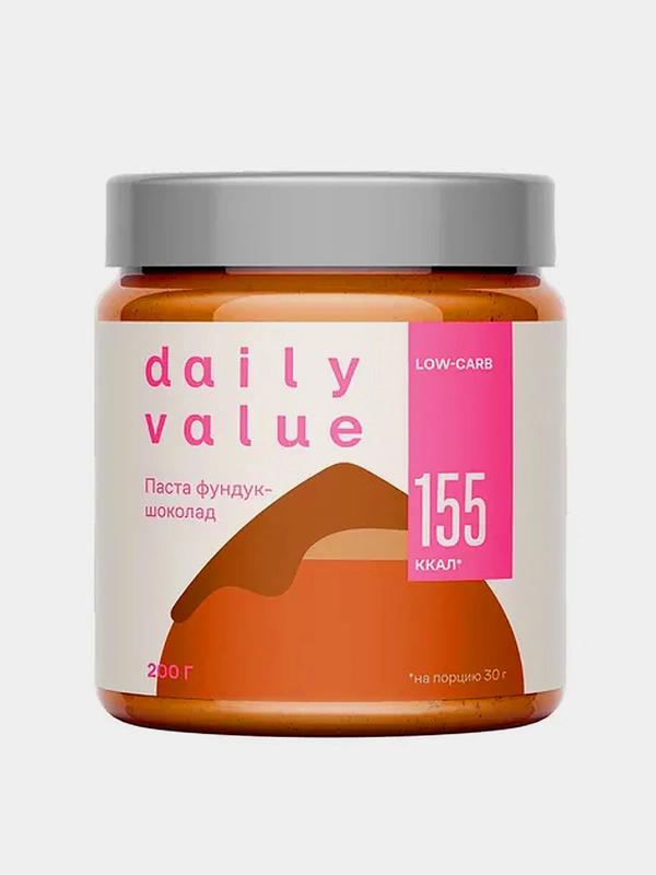 Паста десертная ореховая Daily Value, низкоуглеводная, с фундуком и шоколадом, 200г