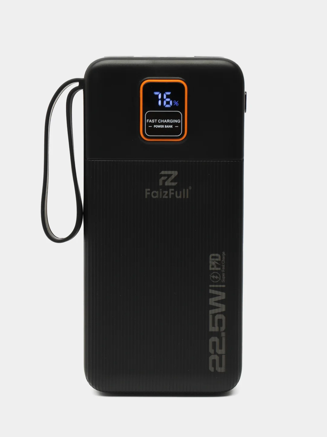 Черный внешний аккумулятор Power Bank с быстрой зарядкой