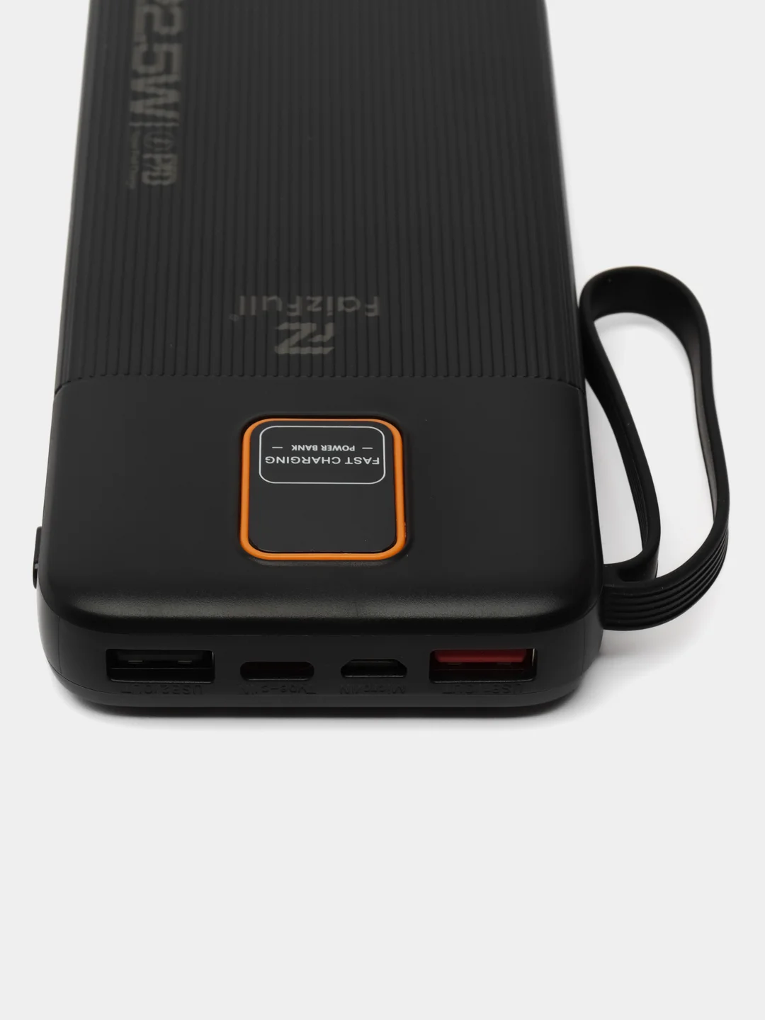 Черный внешний аккумулятор Power Bank с быстрой зарядкой