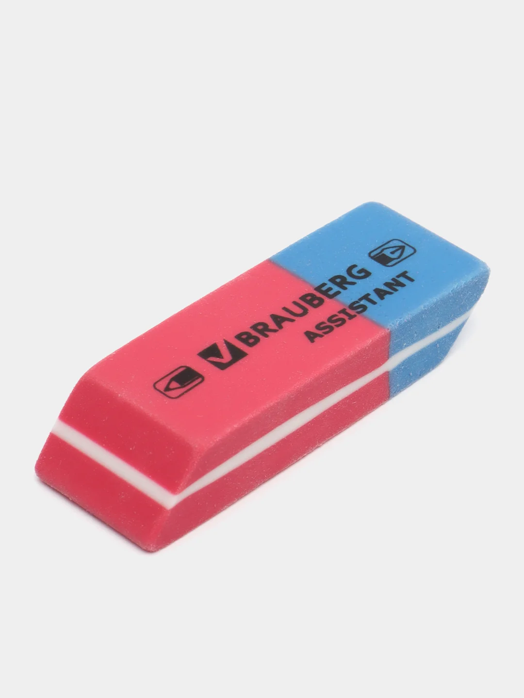 Ластик BRAUBERG 41х14х8 мм, красно-синий, прямоугольный, скошенные края, 1/ 3/ 5 шт