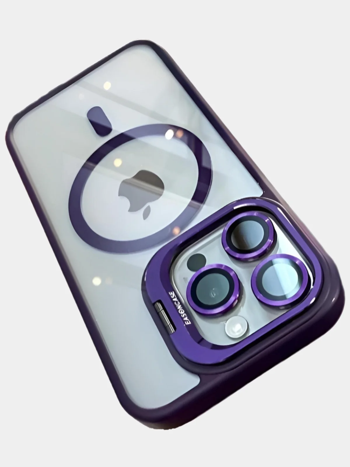 Фиолетовый чехол с подставкой и защитой камер для iPhone Айфон 11, 12, 13, 14, 15, Pro, Pro Max, Plus
