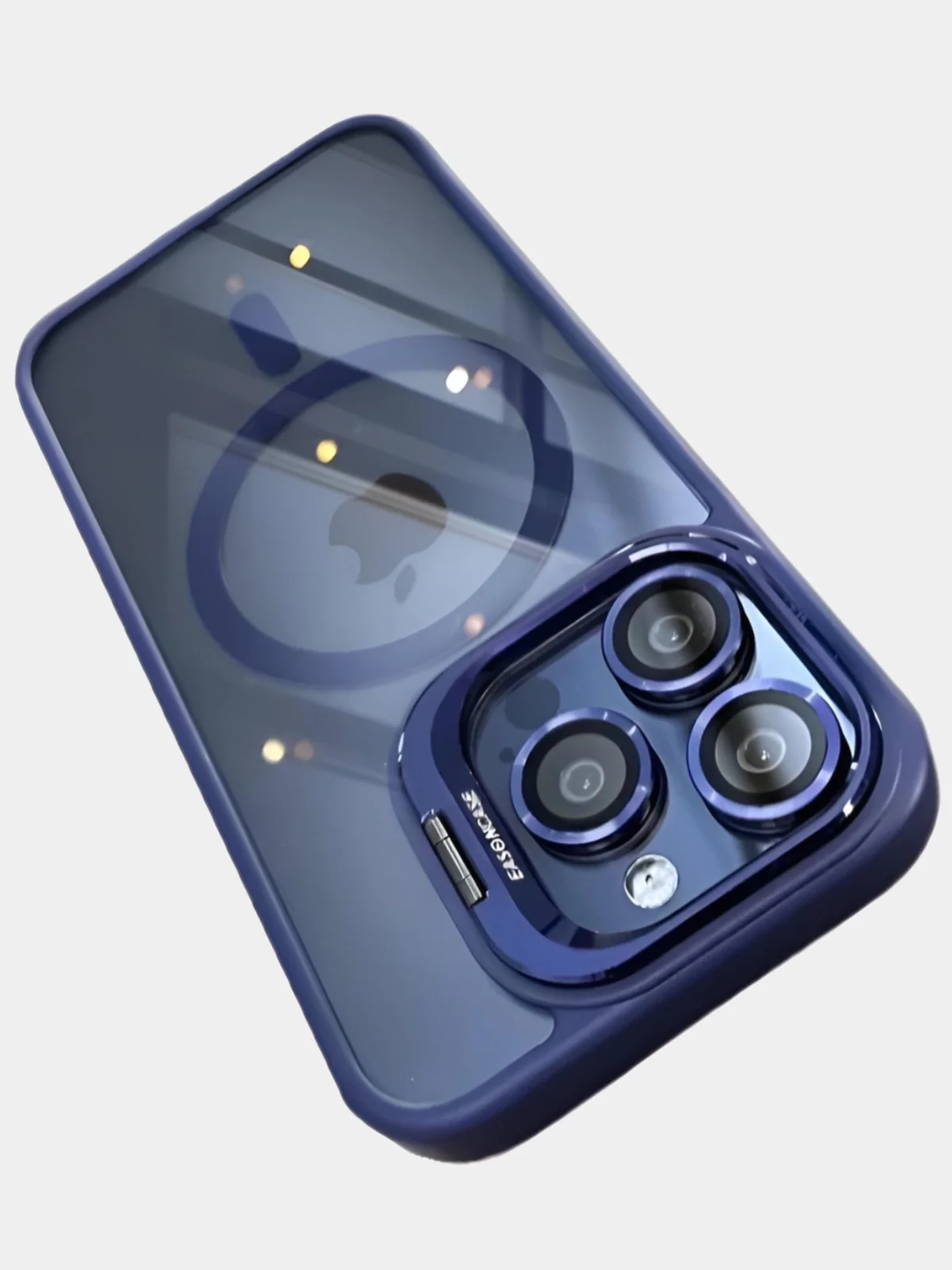 Синий чехол с подставкой и защитой камер для iPhone Айфон 11, 12, 13, 14, 15, Pro, Pro Max, Plus