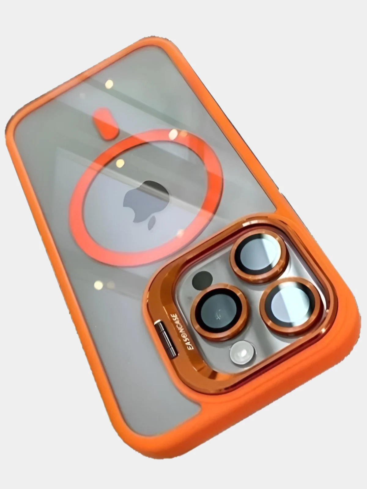 Оранжевый чехол с подставкой и защитой камер для iPhone Айфон 11, 12, 13, 14, 15, Pro, Pro Max, Plus