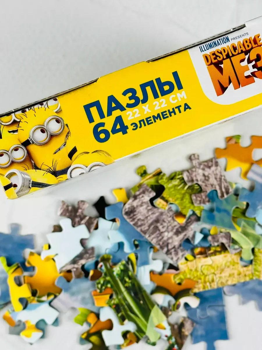 Картонный пазл мозаика гадкий я мультфильм 64 элемента миньоны