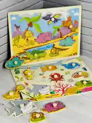 Деревянный паззл Вкладыш 2 шт морские животные динозавр