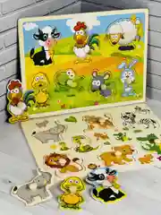 Деревянный пазл Вкладыш 2 шт животные африки ферма
