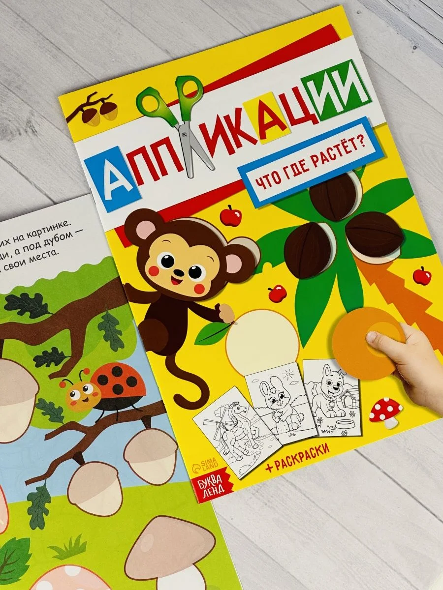 Аппликация набор 4 раскраска вырезай клей мозаика мишка сова